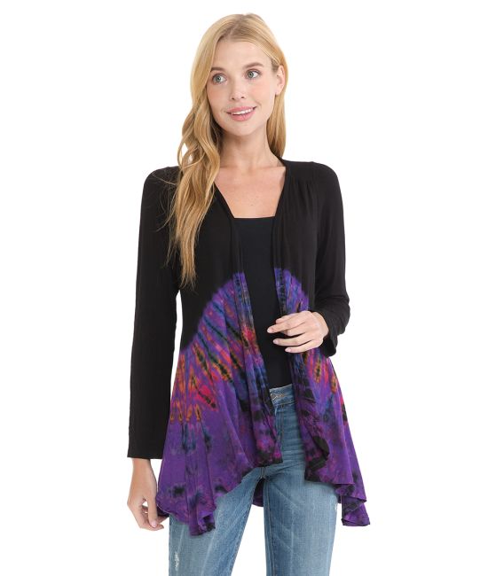 Black Beige Tie-Dye Cardigan