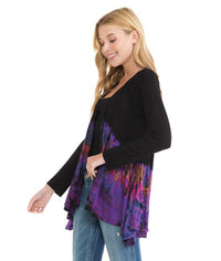 Black Beige Tie-Dye Cardigan