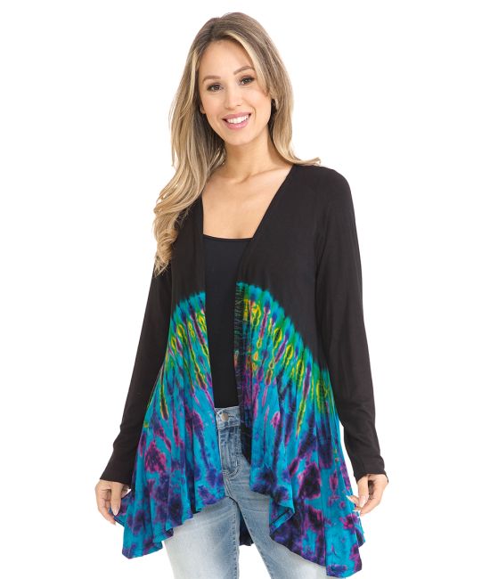 Black Beige Tie-Dye Cardigan