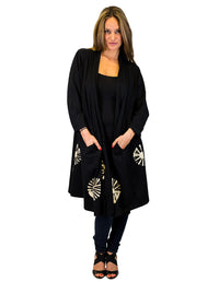 Black Tie Dye Long Cardigan with Pockets