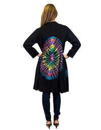 Black Tie Dye Long Cardigan with Pockets