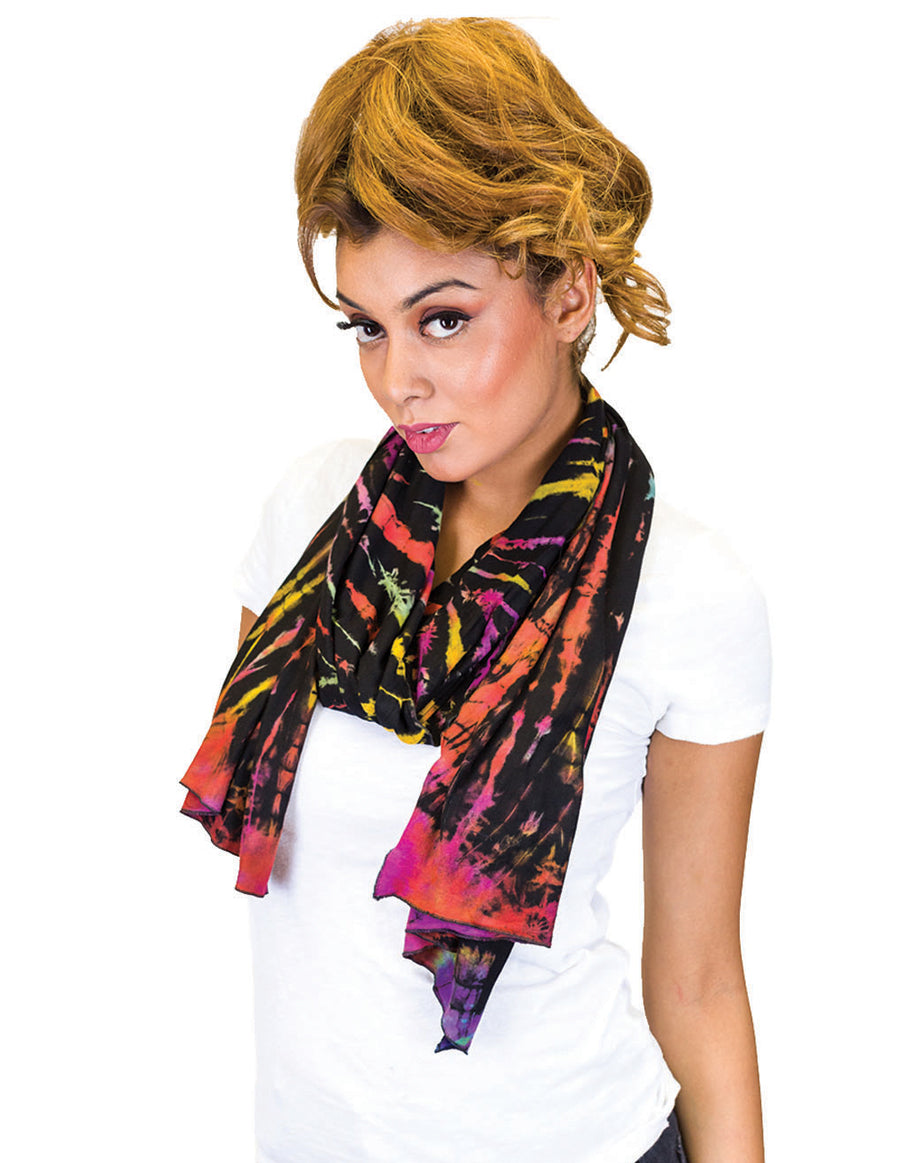 Black Colorburst Tie Dye Scarf