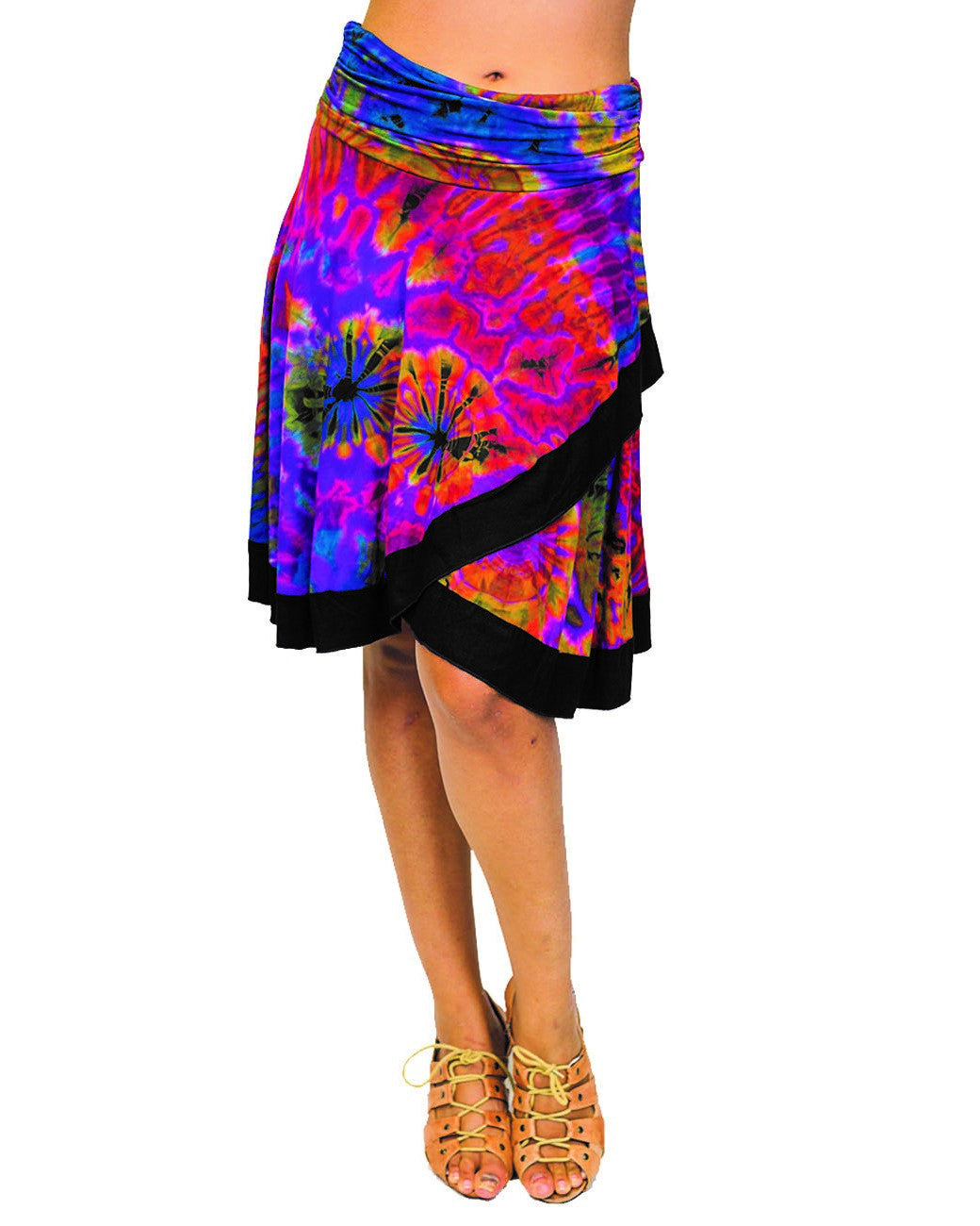 Tie Dye Ruffle A-Line Skirt