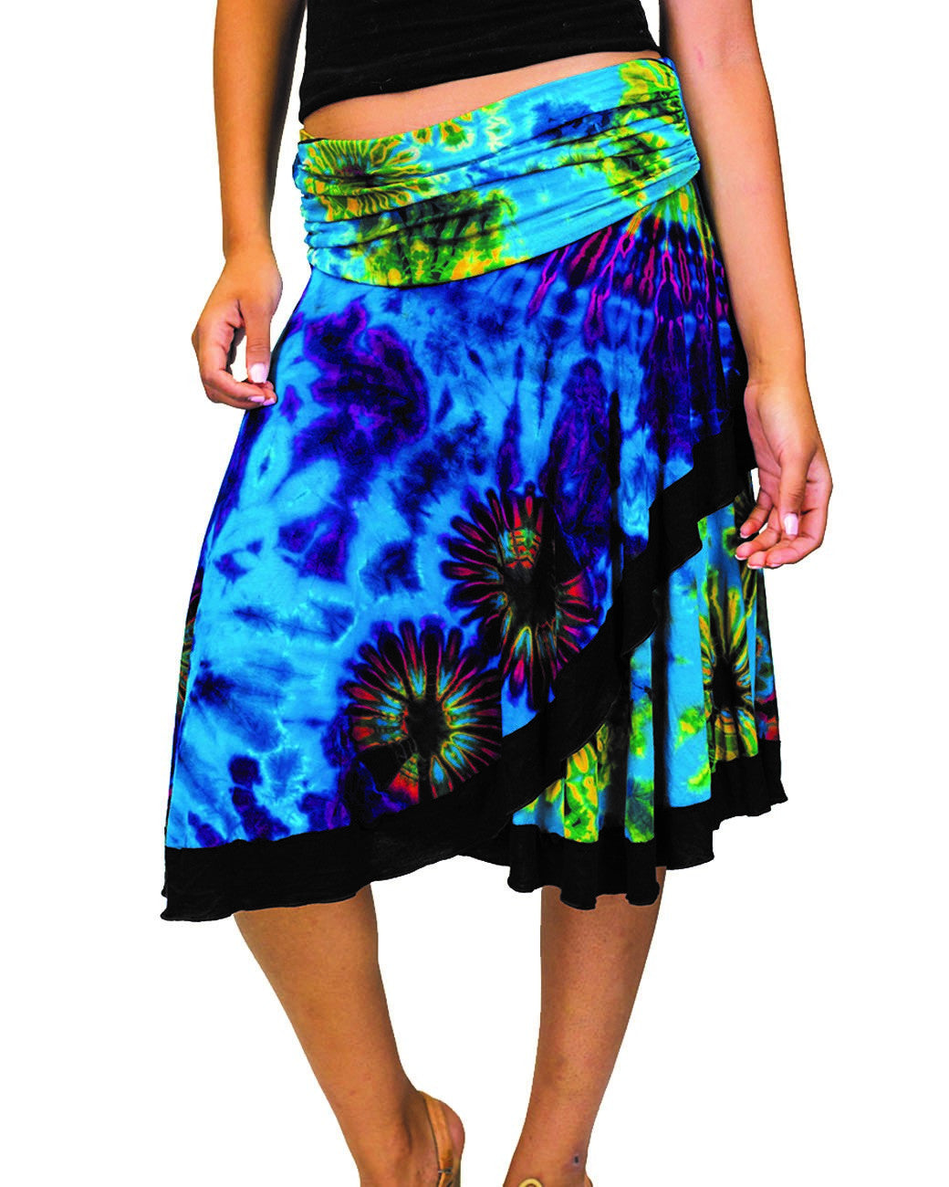 Tie Dye Ruffle A-Line Skirt
