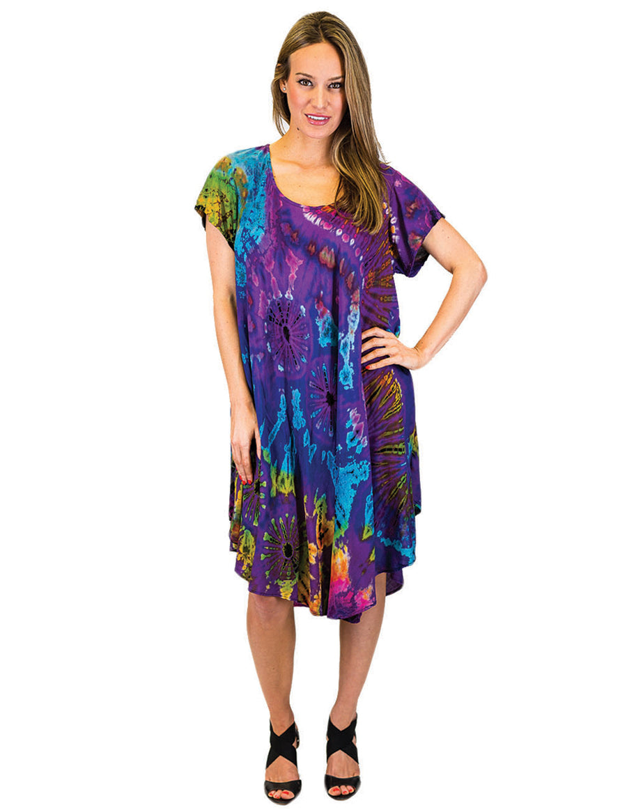 Uma Tie Dye Umbrella Dress Blue / One Size
