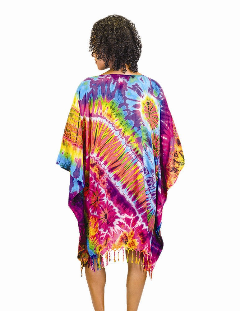 Tie Dye Rayon Fringe Kaftan