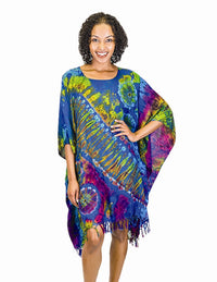 Tie Dye Rayon Fringe Kaftan