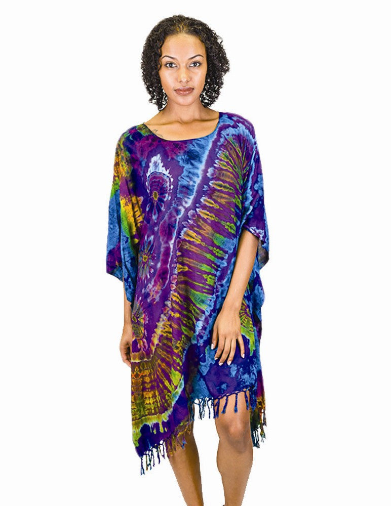 Tie Dye Rayon Fringe Kaftan