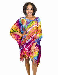Tie Dye Rayon Fringe Kaftan