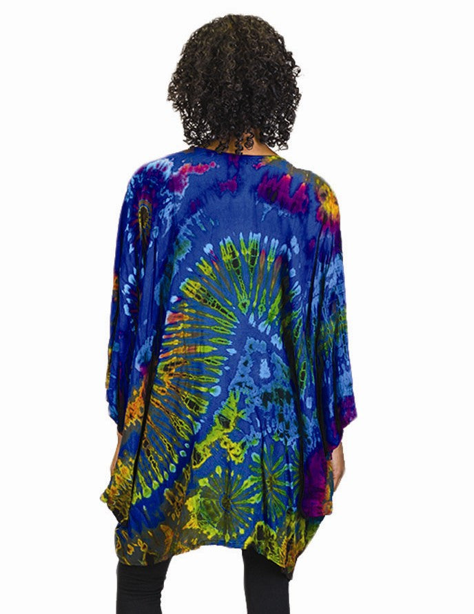 Rayon Tie Dye Poncho with Pockets