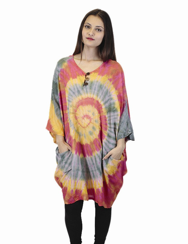 Sunburst Tie Dye Poncho w' Pockets
