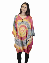 Sunburst Tie Dye Poncho w' Pockets