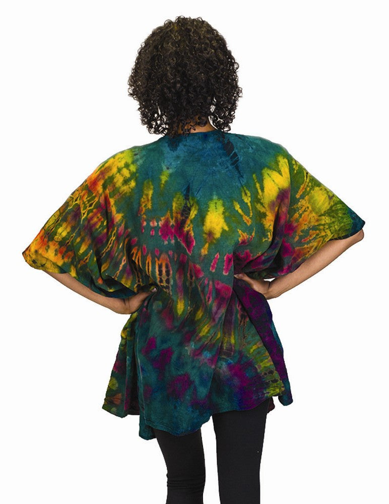 Tie Dye Open Front Kimono Cardigan