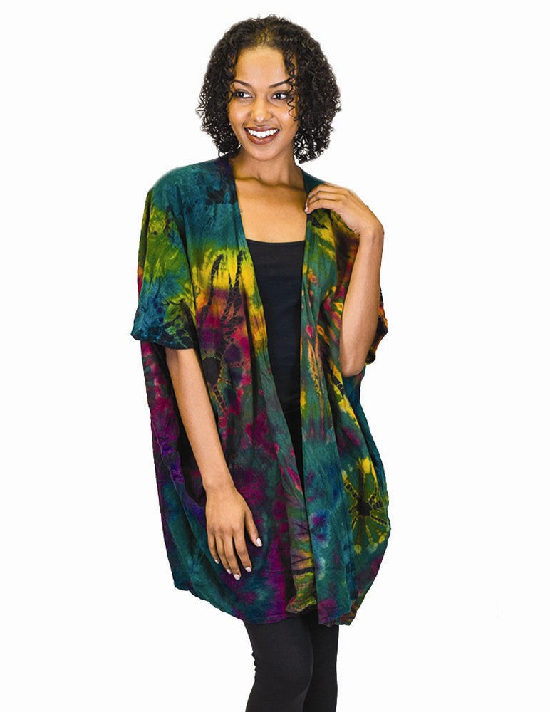 Tie Dye Open Front Kimono Cardigan