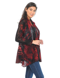 Palila Red Burnout Cardigan
