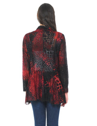 Palila Red Burnout Cardigan