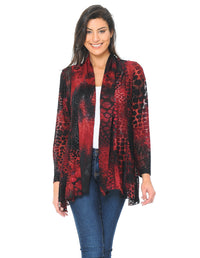 Palila Red Burnout Cardigan