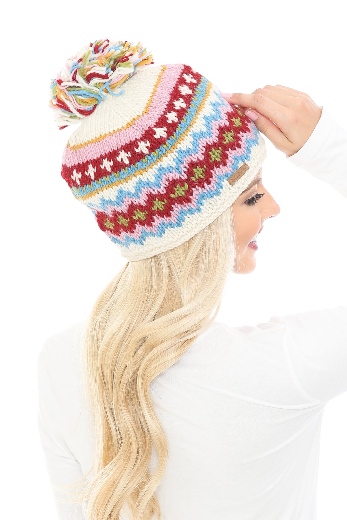 Patterned Pom Beanie