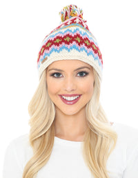 Patterned Pom Beanie