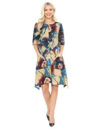 Lotus Print Front Pocket Dress