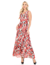 Abstract Floral Wrap Maxi Dress