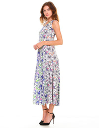 Sakura Print A-Line Maxi Dress