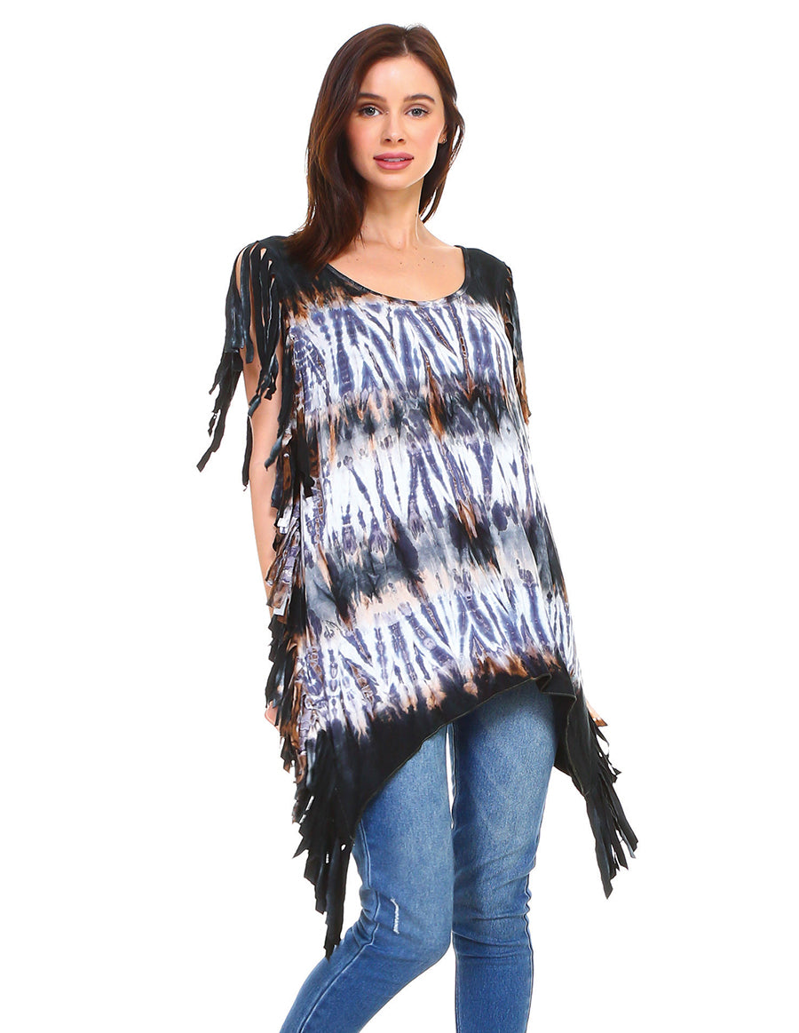 Tie Dye Side Fringe Top