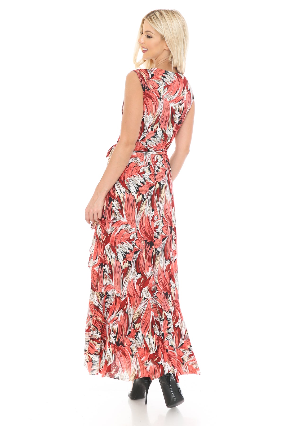 Abstract Floral Wrap Maxi Dress