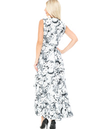 Tie Dye Effect Floral Wrap Maxi Dress