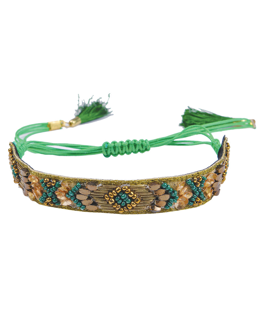 Hand Beaded Pull-on Tribal Bracelet