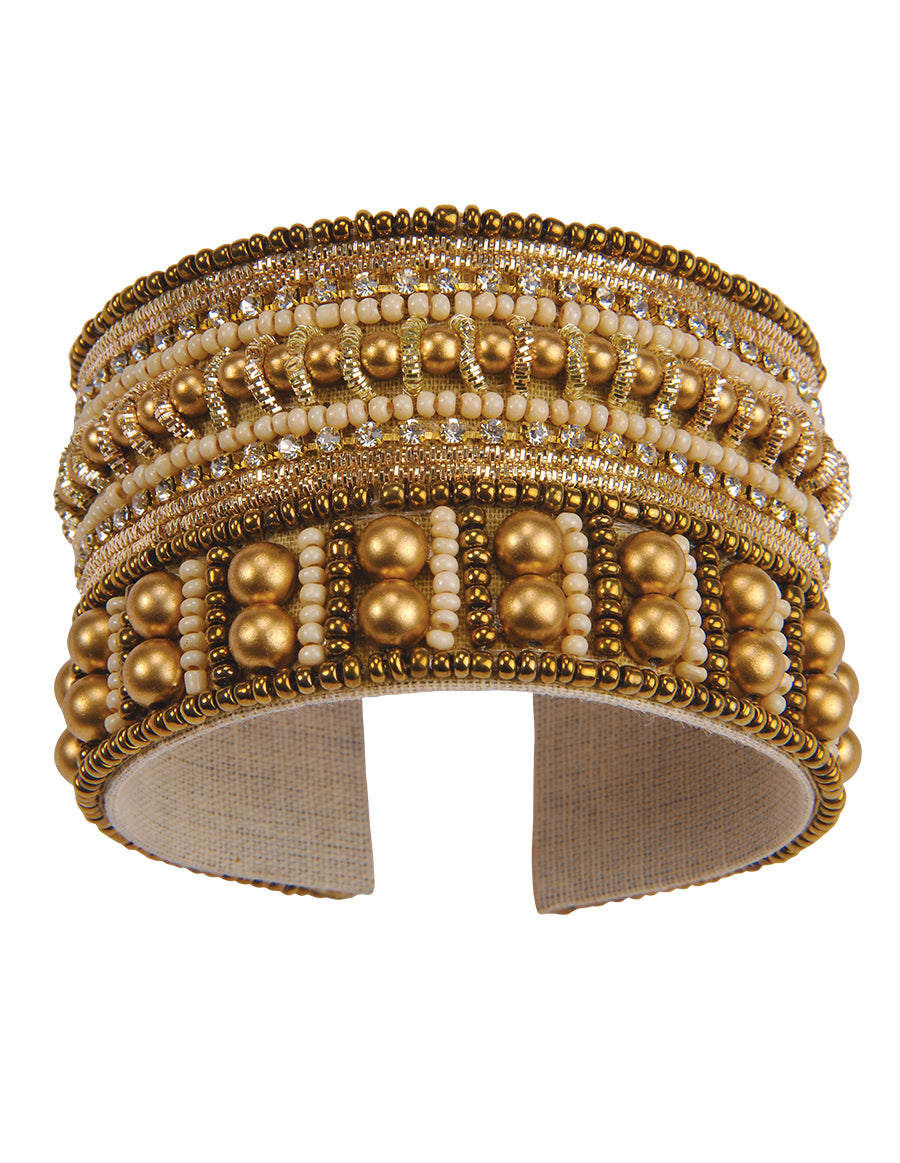 Hand Beaded Bronze Cuff