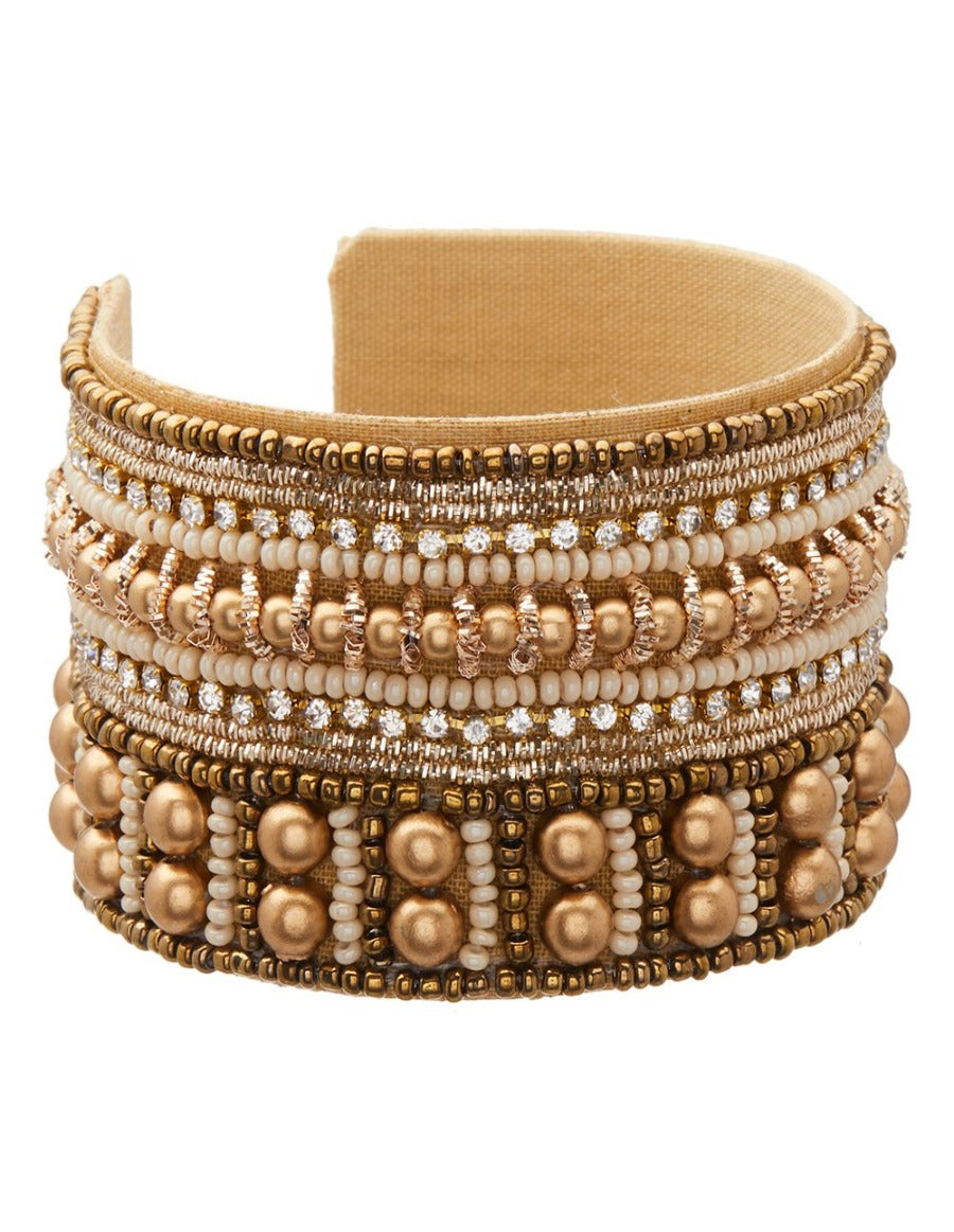 Hand Beaded Bronze Cuff