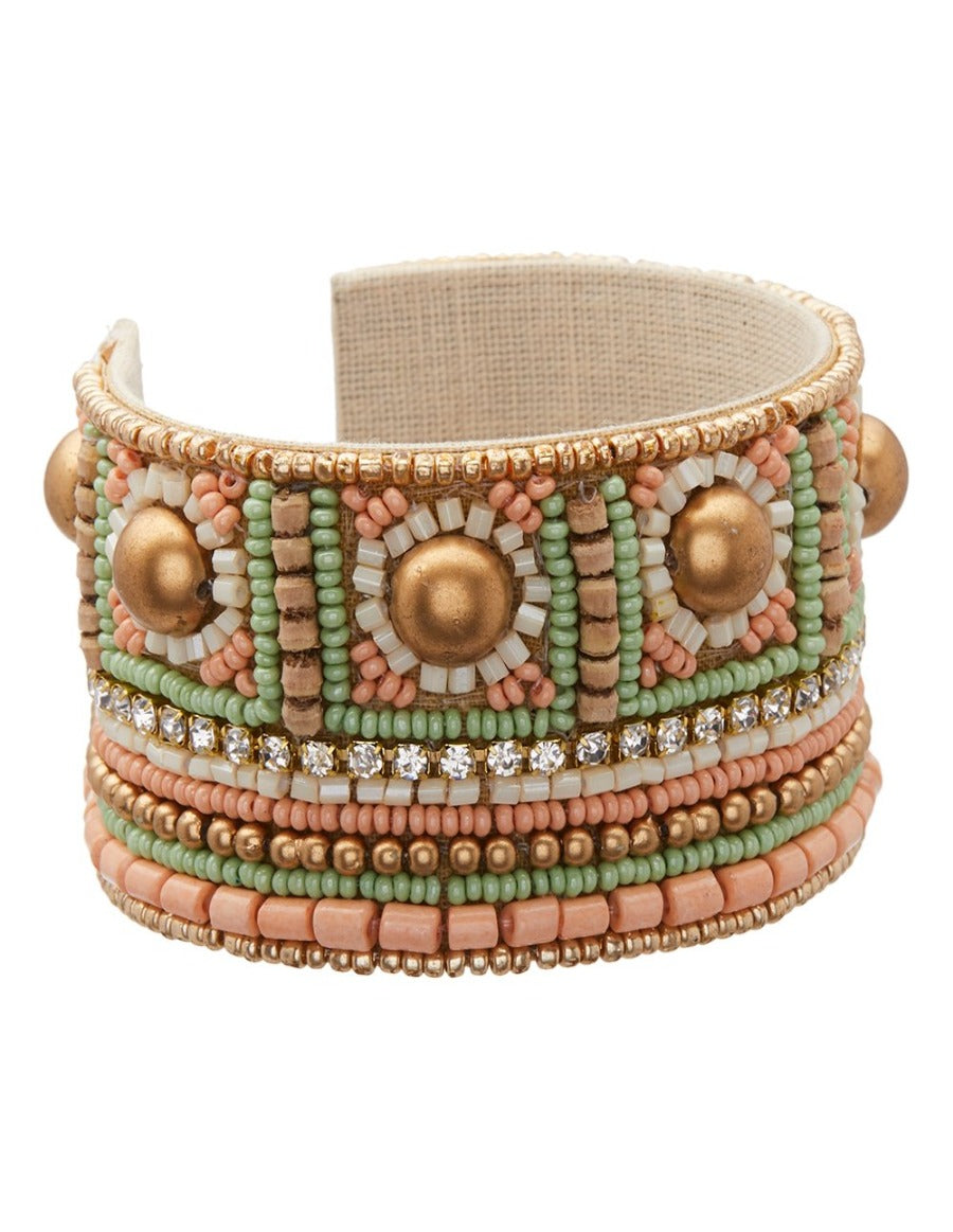 Hand Beaded Pastel Cuff