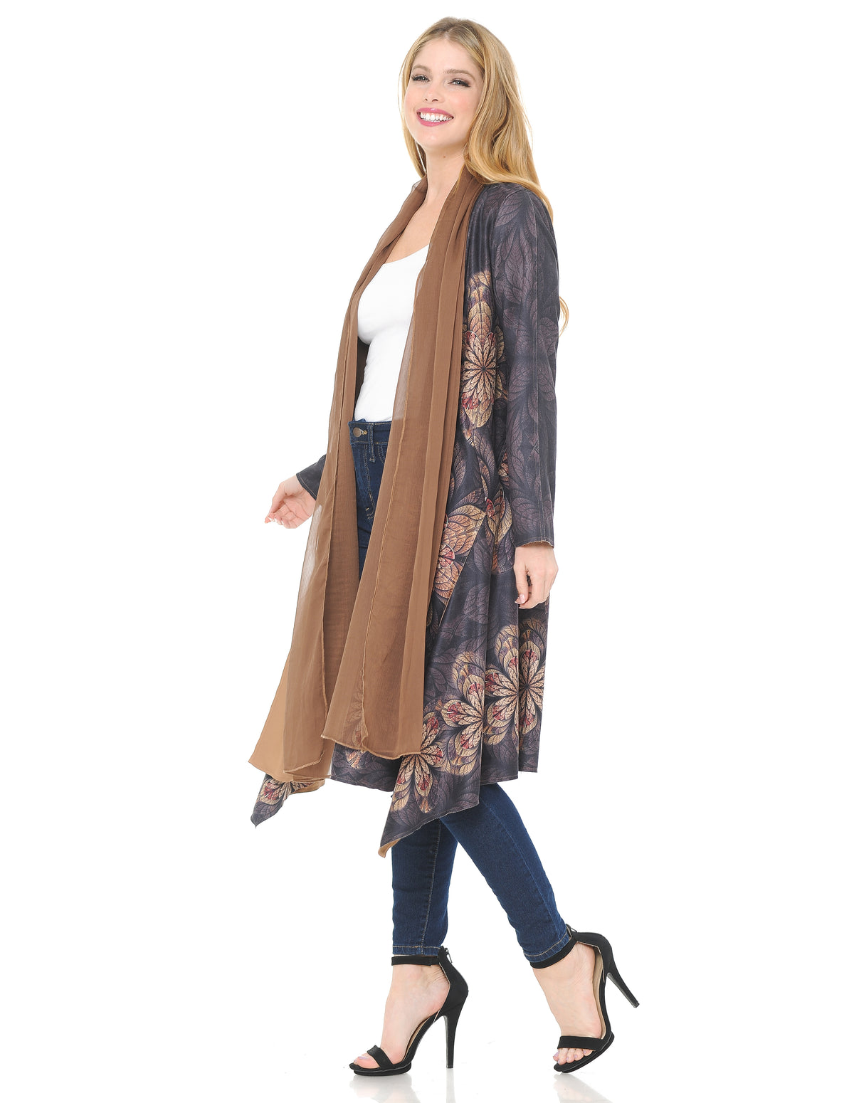 Palila Shawl Collar Flower Print Coat