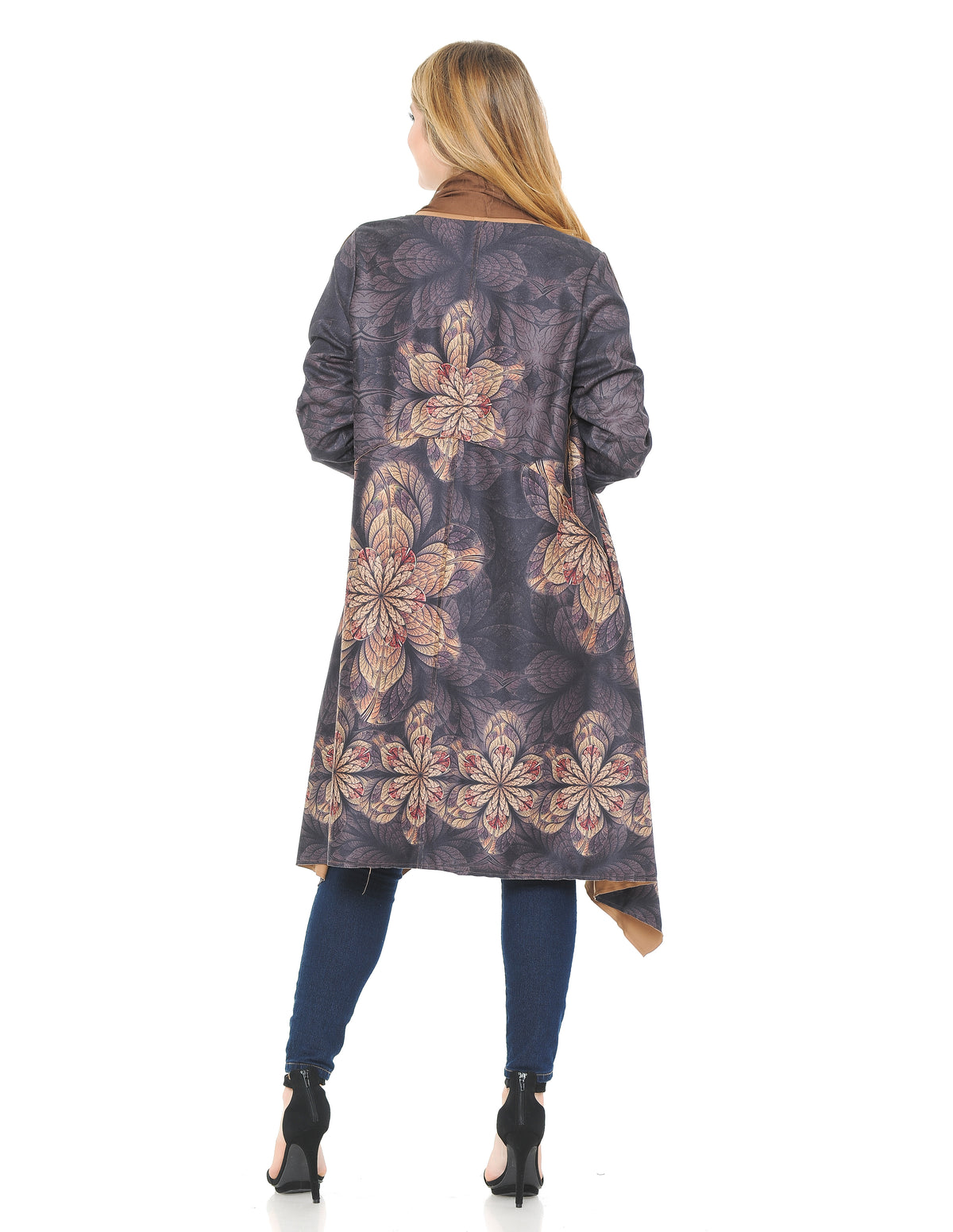 Palila Shawl Collar Flower Print Coat