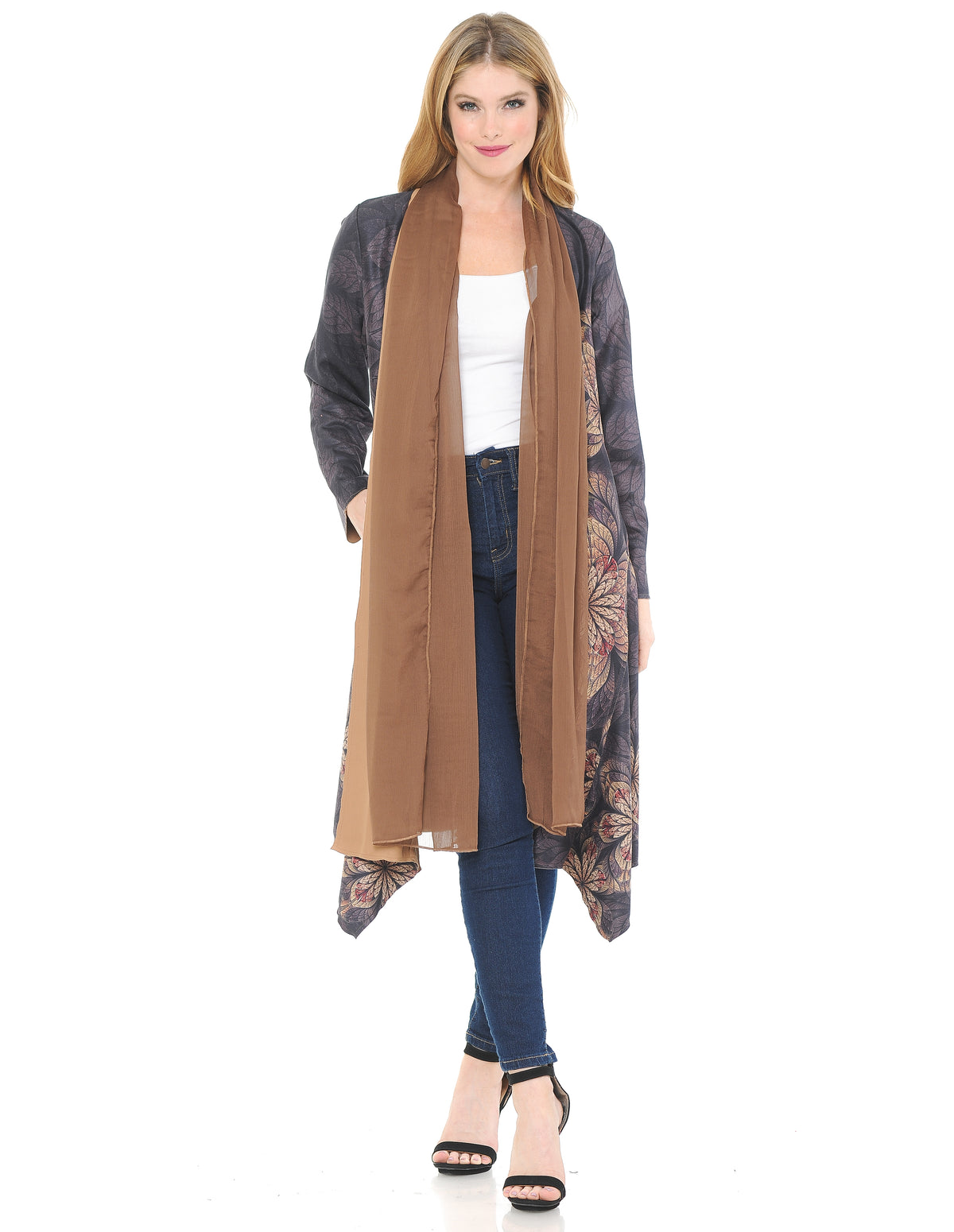 Palila Shawl Collar Flower Print Coat