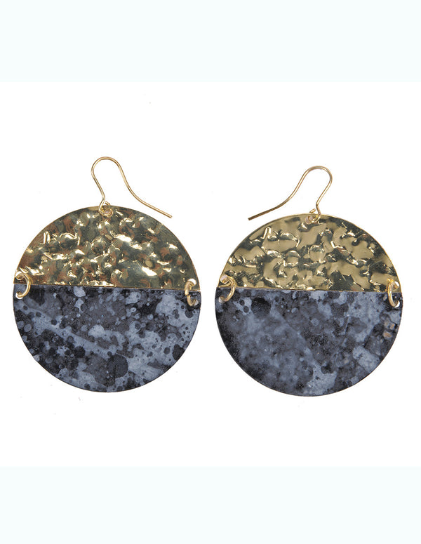 Circle Patina Finish Drop Earrings