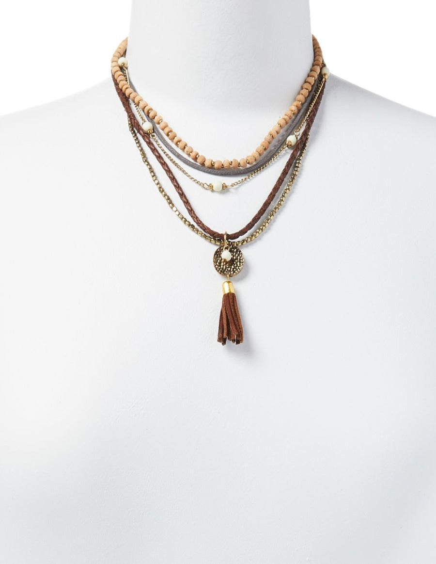 Layered Leather Beads Necklace – Ethno Earth