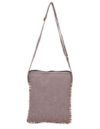 Three Zip Brown Cotton and Hemp Messenger Bag