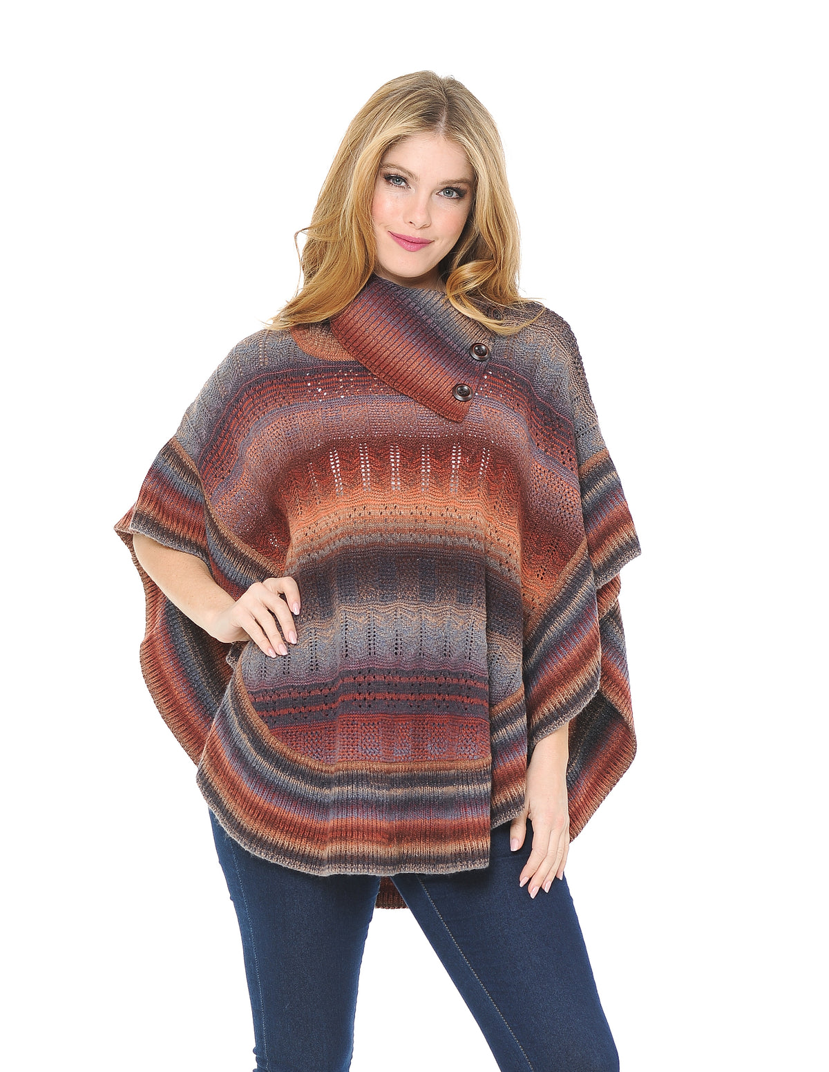 Palila Button Detail Poncho