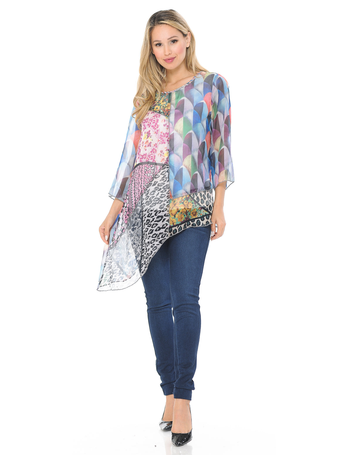 Multi Print Asymmetrical Tunic