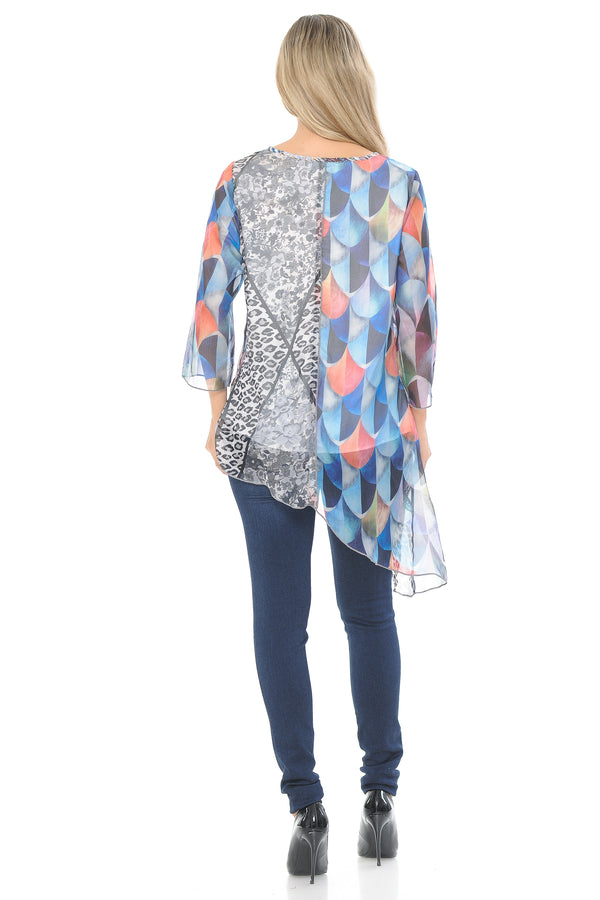 Multi Print Asymmetrical Tunic