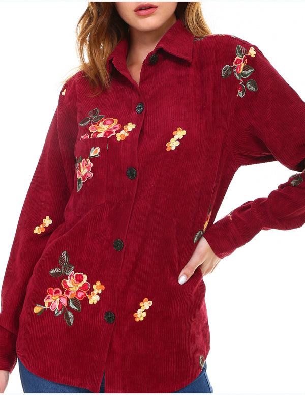 Oriental Flowers Corduroy Shirt