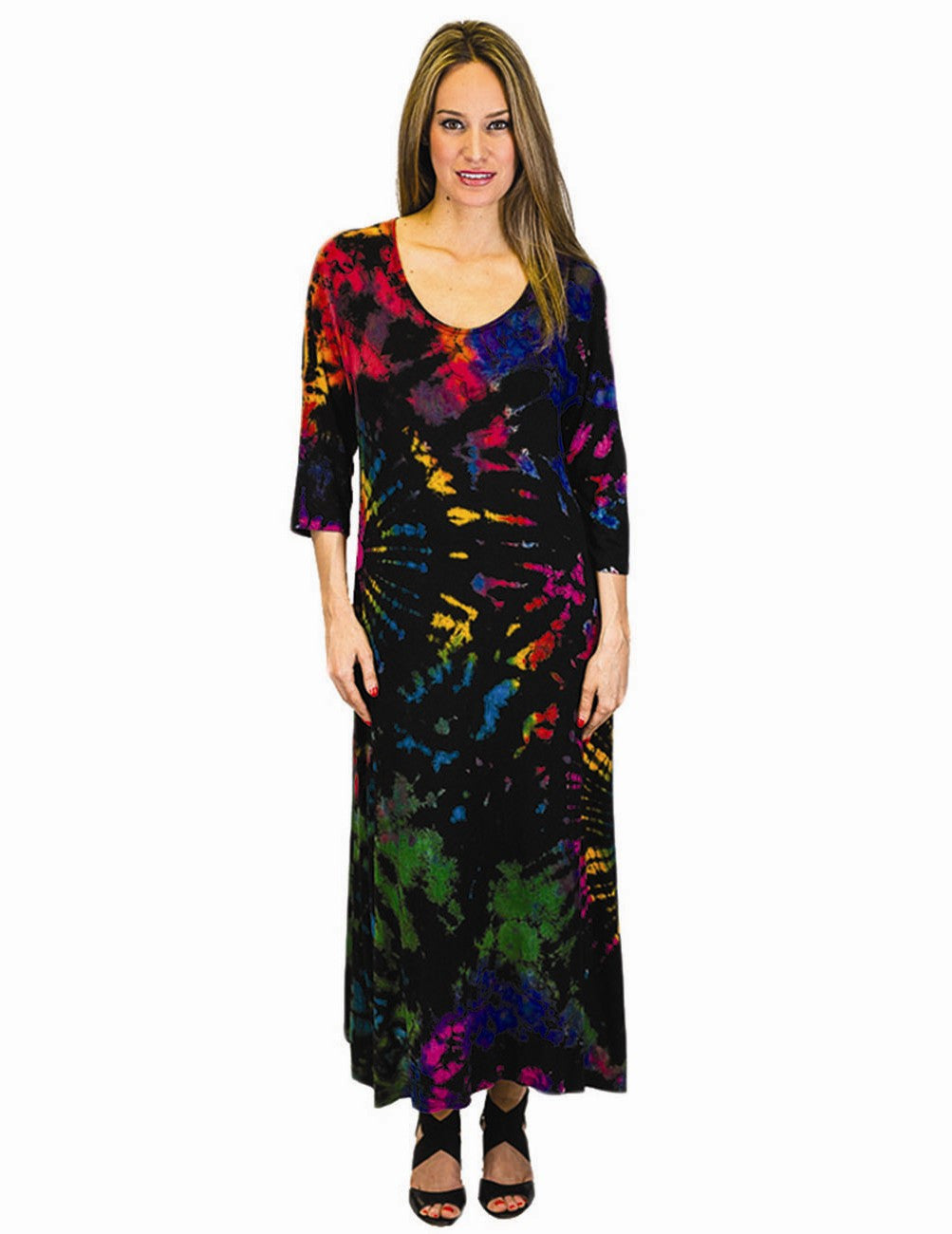 The Collection Royal 3/4 Sleeve Tie-Dye Maxi Dress