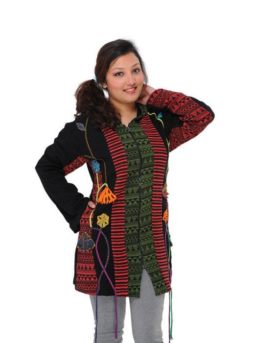 Flowers & Patches Long Hooded Jacket
