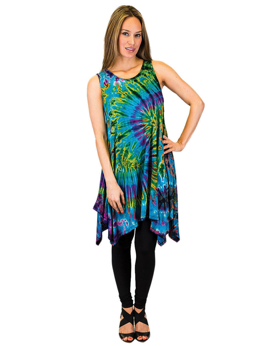 Emma Tie Dye Shark Bite Tunic Dress