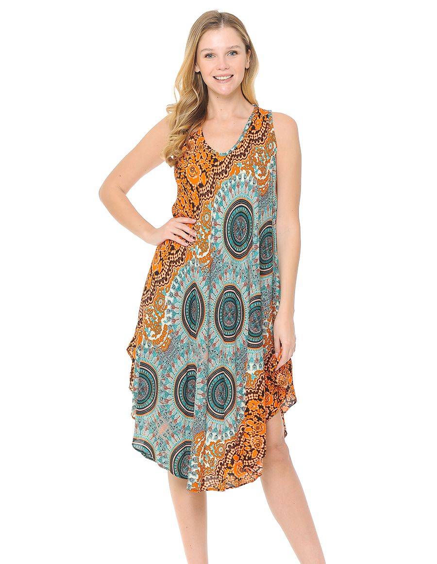 Mandala Print Umbrella Dress