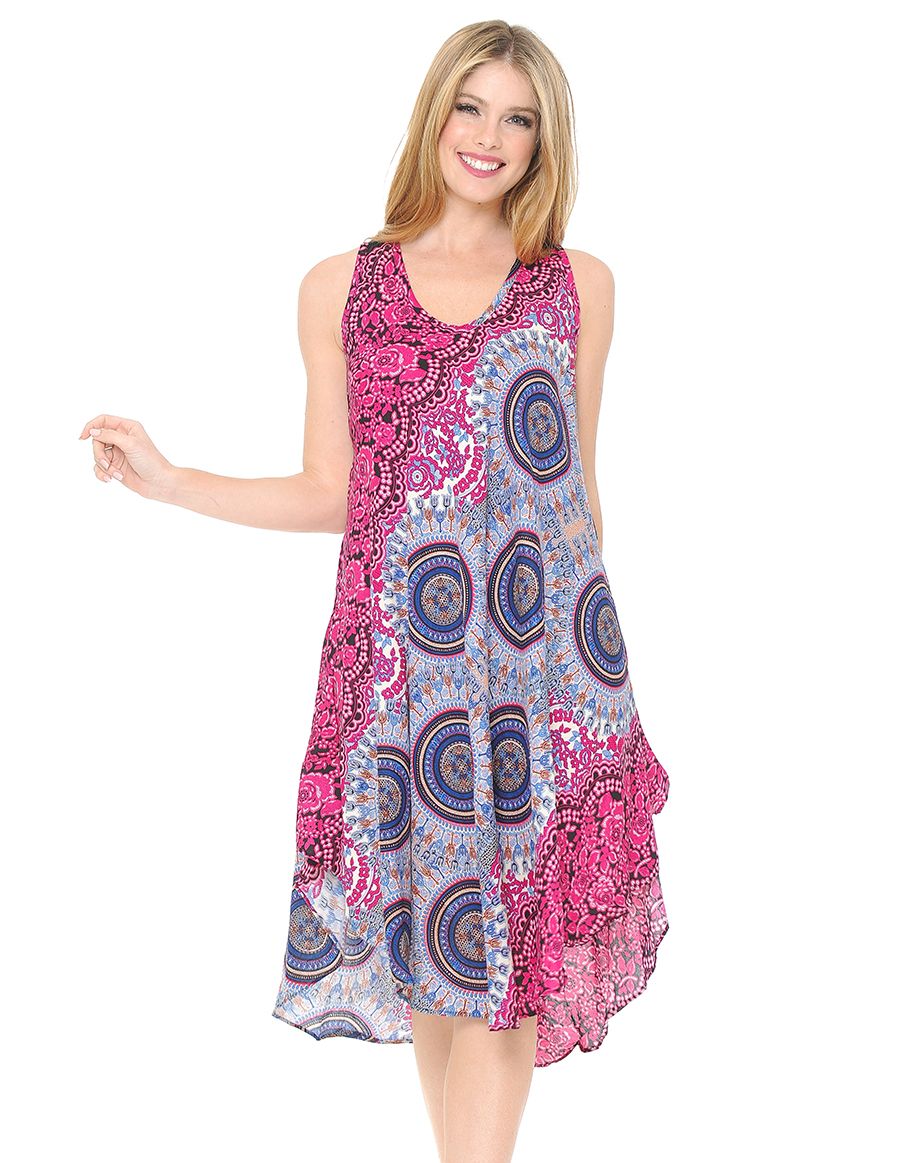 Mandala Print Umbrella Dress