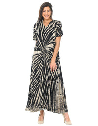 Half Sleeve Cotton Tie Dye Maxi Dress