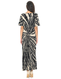 Half Sleeve Cotton Tie Dye Maxi Dress